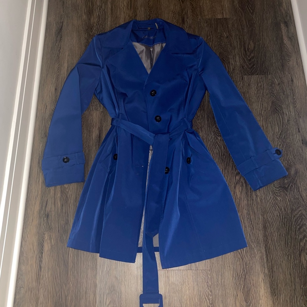 Blue Calvin Klein Trench Coat